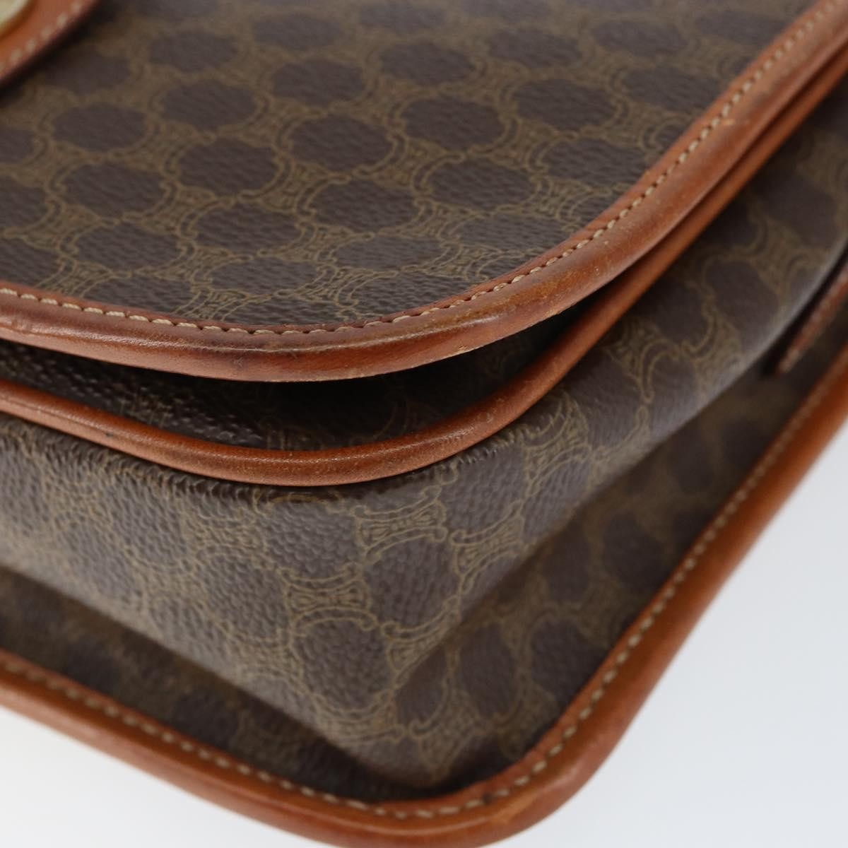 Celine Vintage Macadam Canvas And Leather Brown Canvas Shoulder Bag Bag (Pre-Owned)