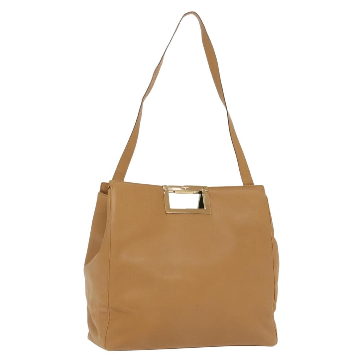 Salvatore Ferragamo Shoulder Leather Beige Leather Shoulder Bag Bag (Pre-Owned)
