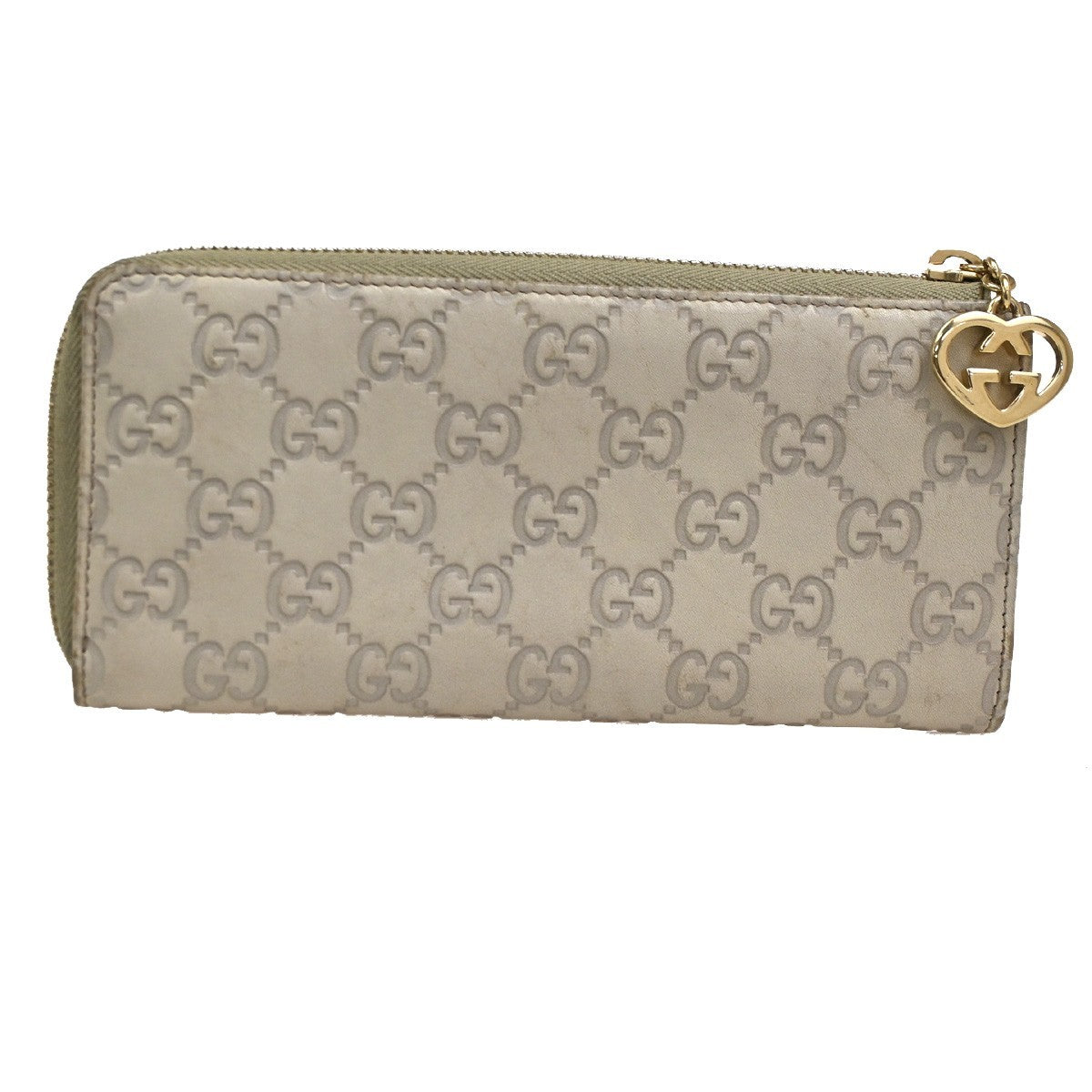 Gucci Interlocking G Zip Around Wallet (Outlet) Leather Beige Leather Wallets Accessory (Pre-Owned)