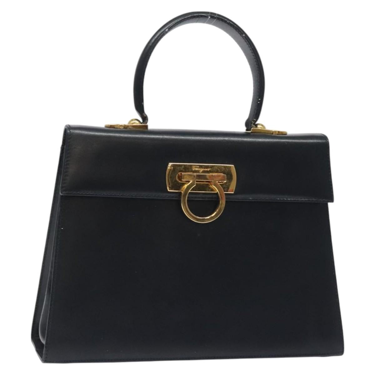 Salvatore Ferragamo Convertible Top Handle Leather Black Leather Handbag (Pre-Owned)