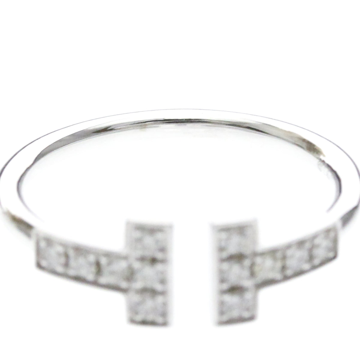 Tiffany & Co. T Wire 18K White Gold With Diamonds Silver White_Gold Ring Jewelry (Pre-Owned)