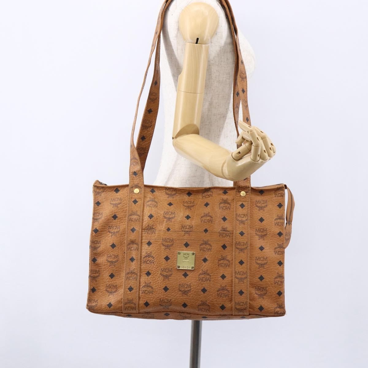 MCM Visetos Pvc Brown Canvas Shoulder Bag Bag (Pre-Owned)