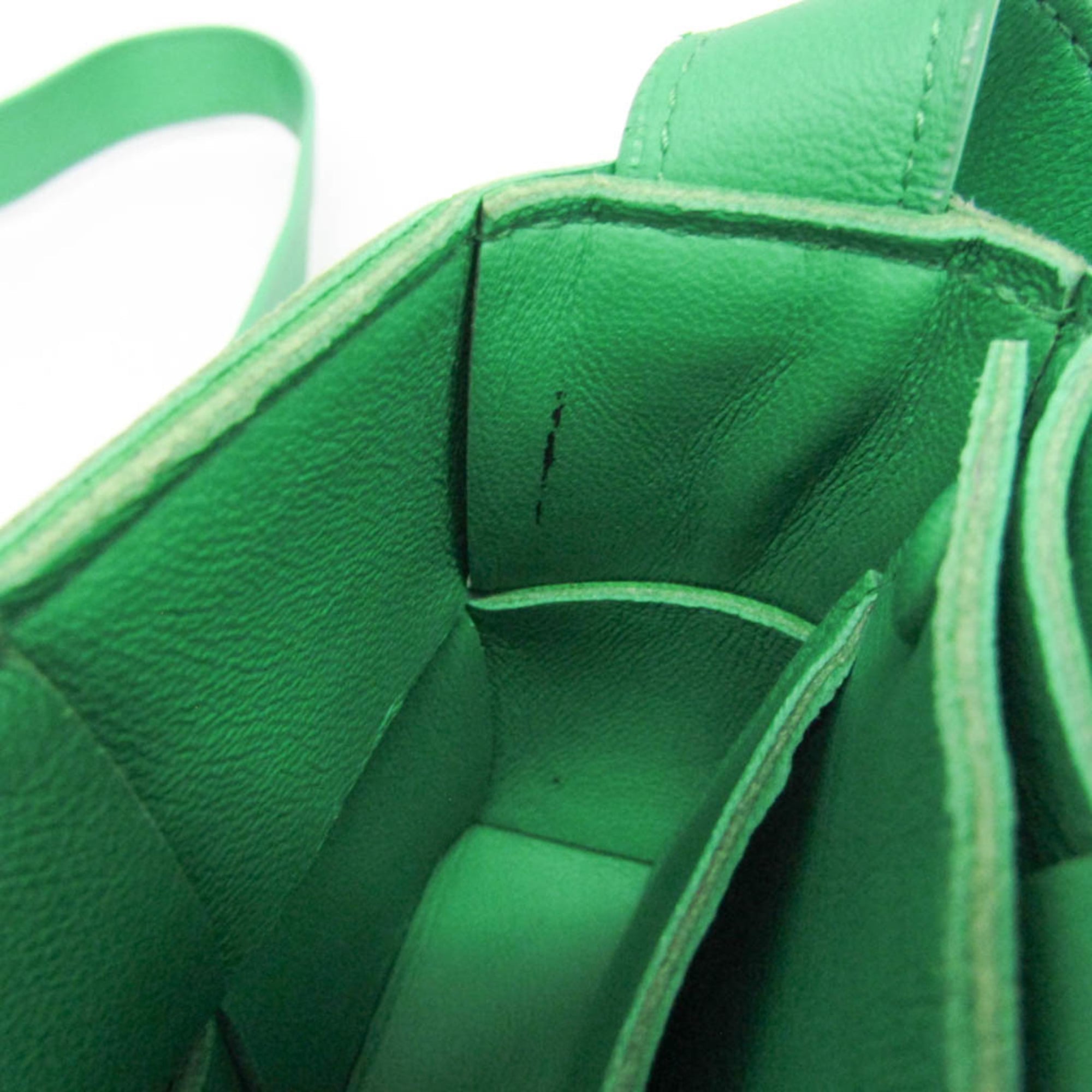 Bottega Veneta Cassette Maxi Intrecciato Leather Green Leather Clutche & Pouche Bag (Pre-Owned)