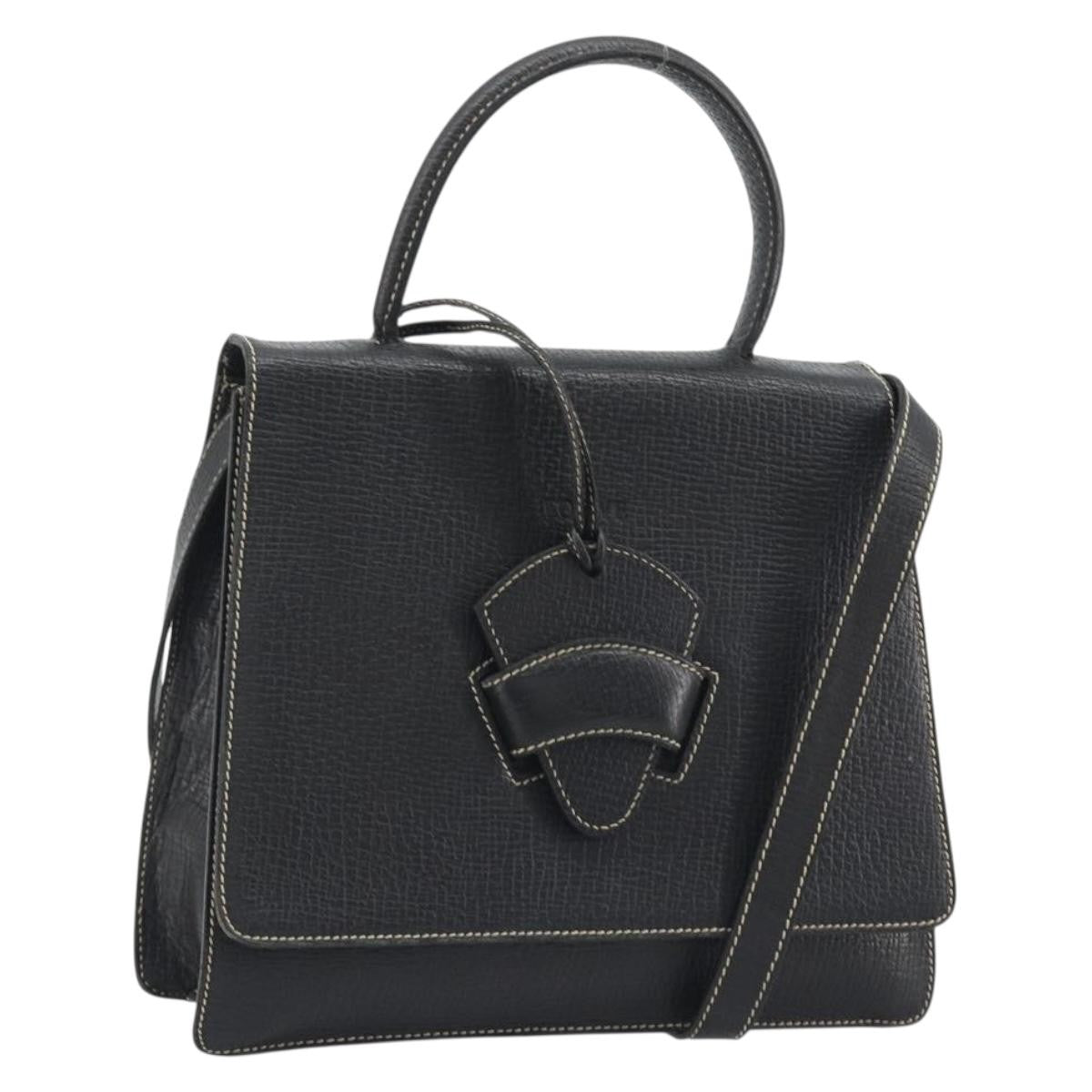 Loewe Barcelona Top Handle Leather Black Leather Handbag (Pre-Owned)
