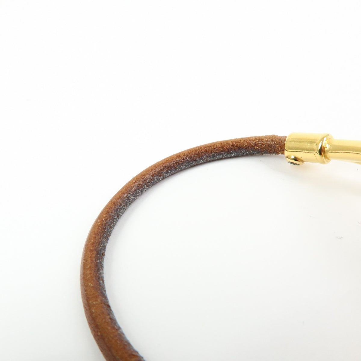 Hermes Jumbo Hook Braided Leather And Metal Brown Leather Bracelet Jewelry (Pre-Owned)