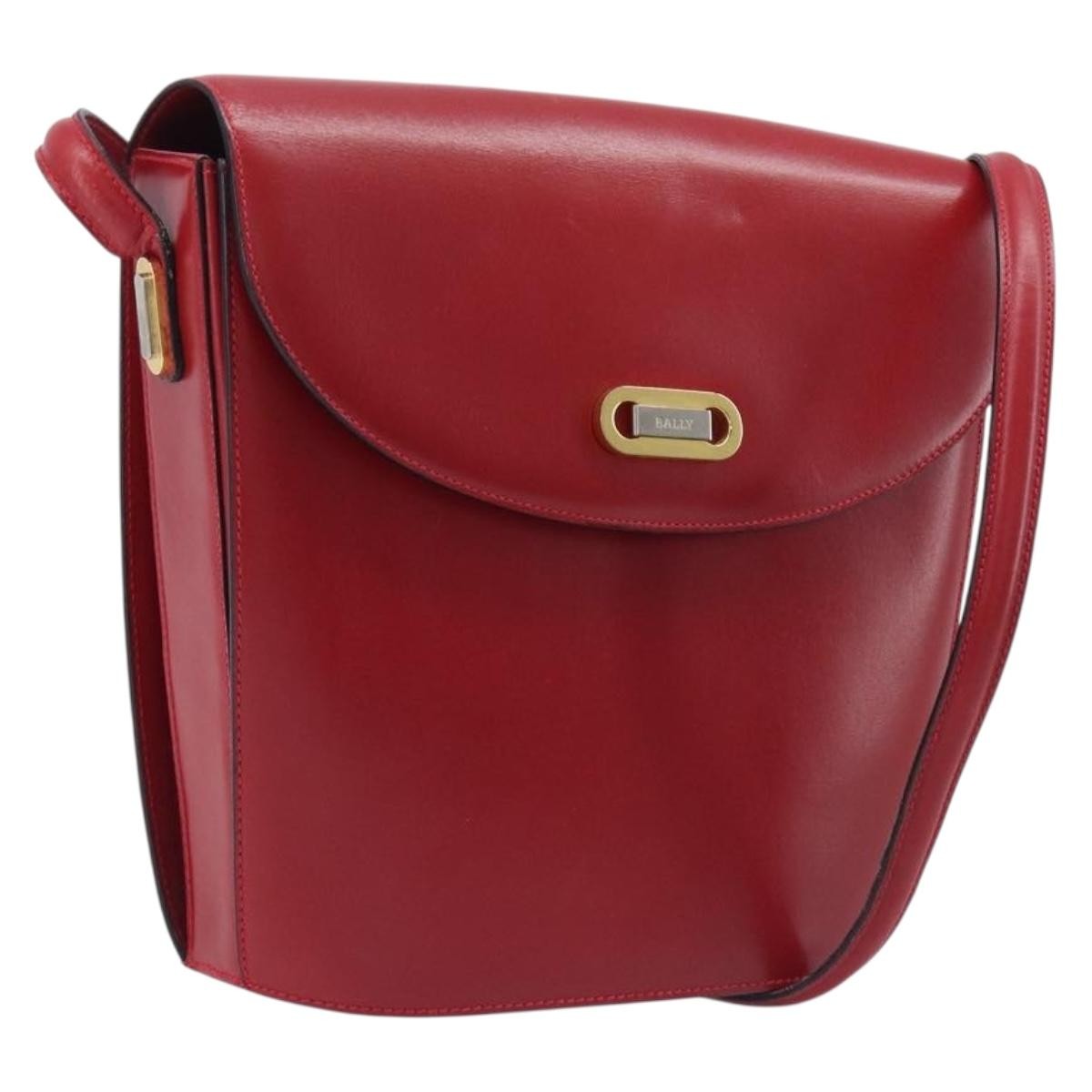 Bally Vintage Leather Red Leather Shoulder Bag Bag (Pre-Owned)