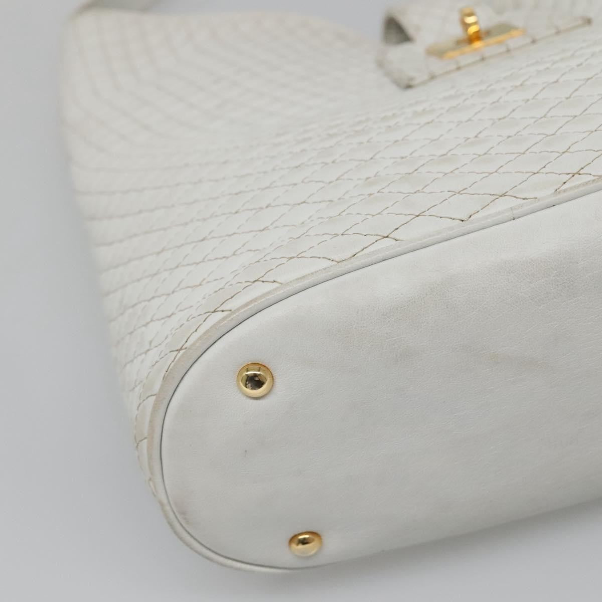 Bally Vintage Quilted Leather White Leather Shoulder Bag Bag (Pre-Owned)