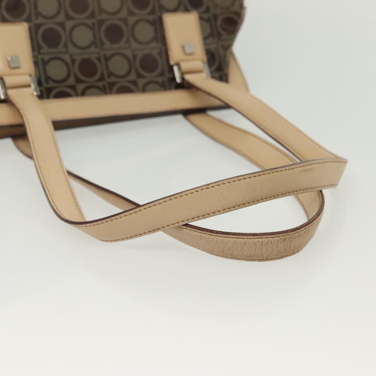 Salvatore Ferragamo Gancini Tote Vinyl Brown Plastic Tote Bag Bag (Pre-Owned)