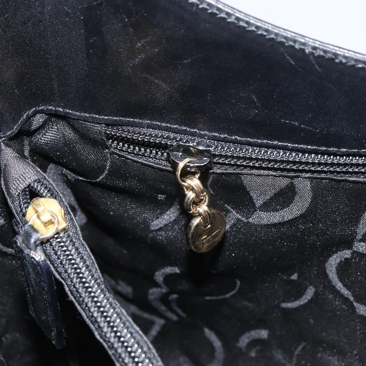 Salvatore Ferragamo Gancio Flap Hobo Leather Black Leather Shoulder Bag Bag (Pre-Owned)