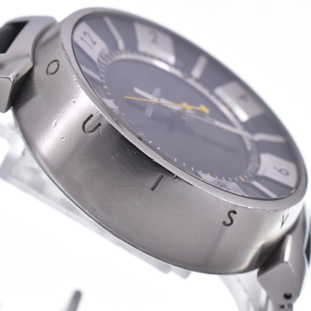 Louis Vuitton Tambour Quartz Stainless Steel And Monogram Rubber Watch (Pre-Owned)