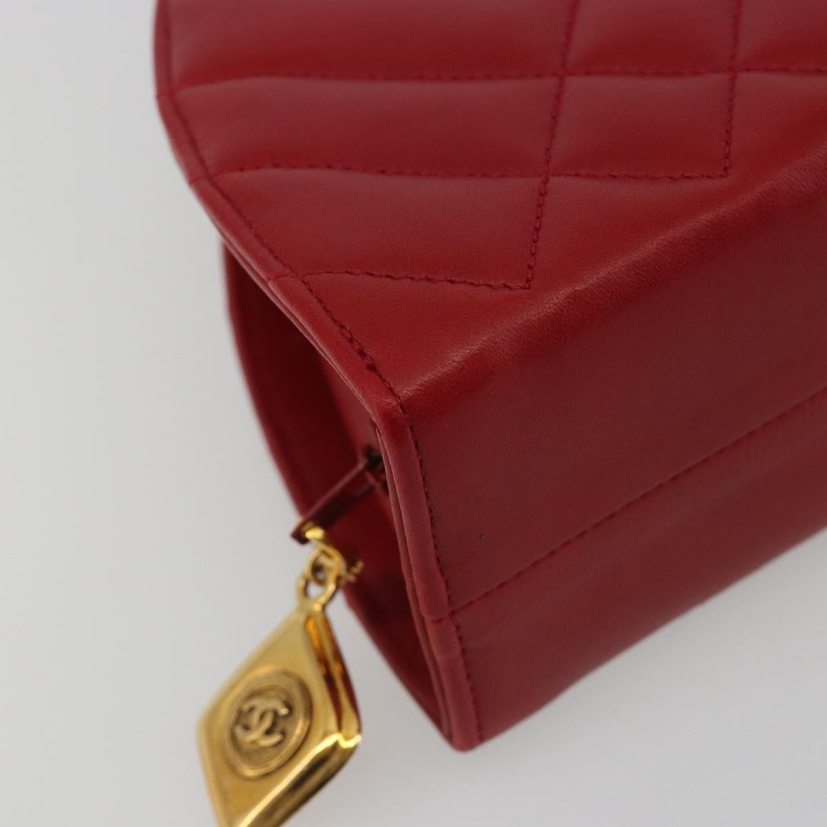 Chanel Vintage Chain Evening Mixed Quilt Lambskin Red Leather Clutche & Pouche Bag (Pre-Owned)