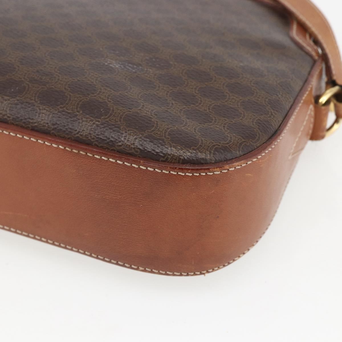Celine Vintage Macadam Canvas And Leather Brown Canvas Shoulder Bag Bag (Pre-Owned)