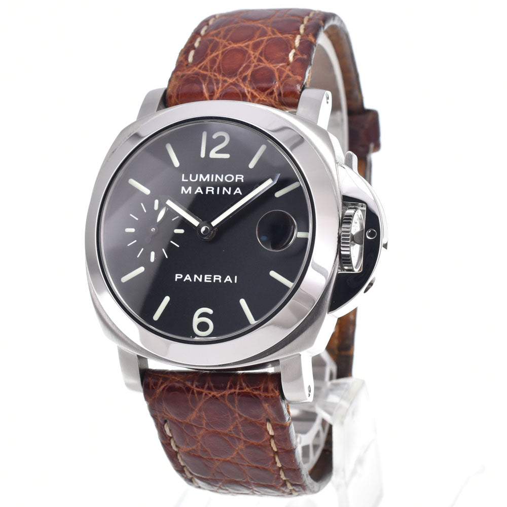 Panerai Luminor Marina Manual Stainless Steel And Leather Watch (Pre-Owned)