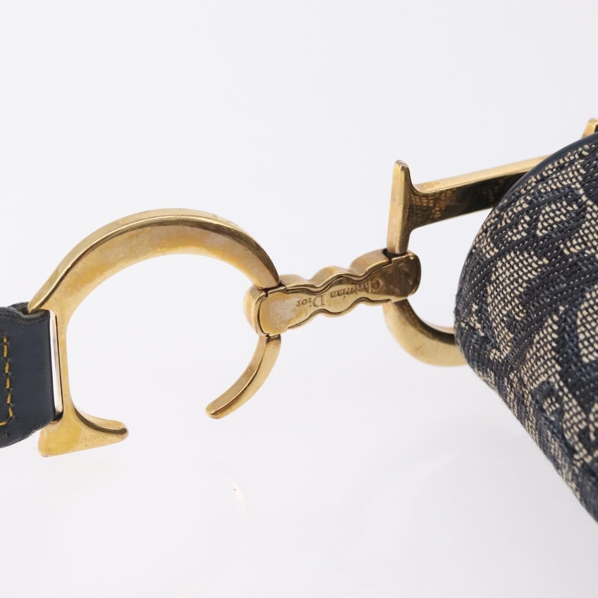 Christian Dior Vintage Double Saddle Diorissimo Canvas Navy Canvas Handbag (Pre-Owned)