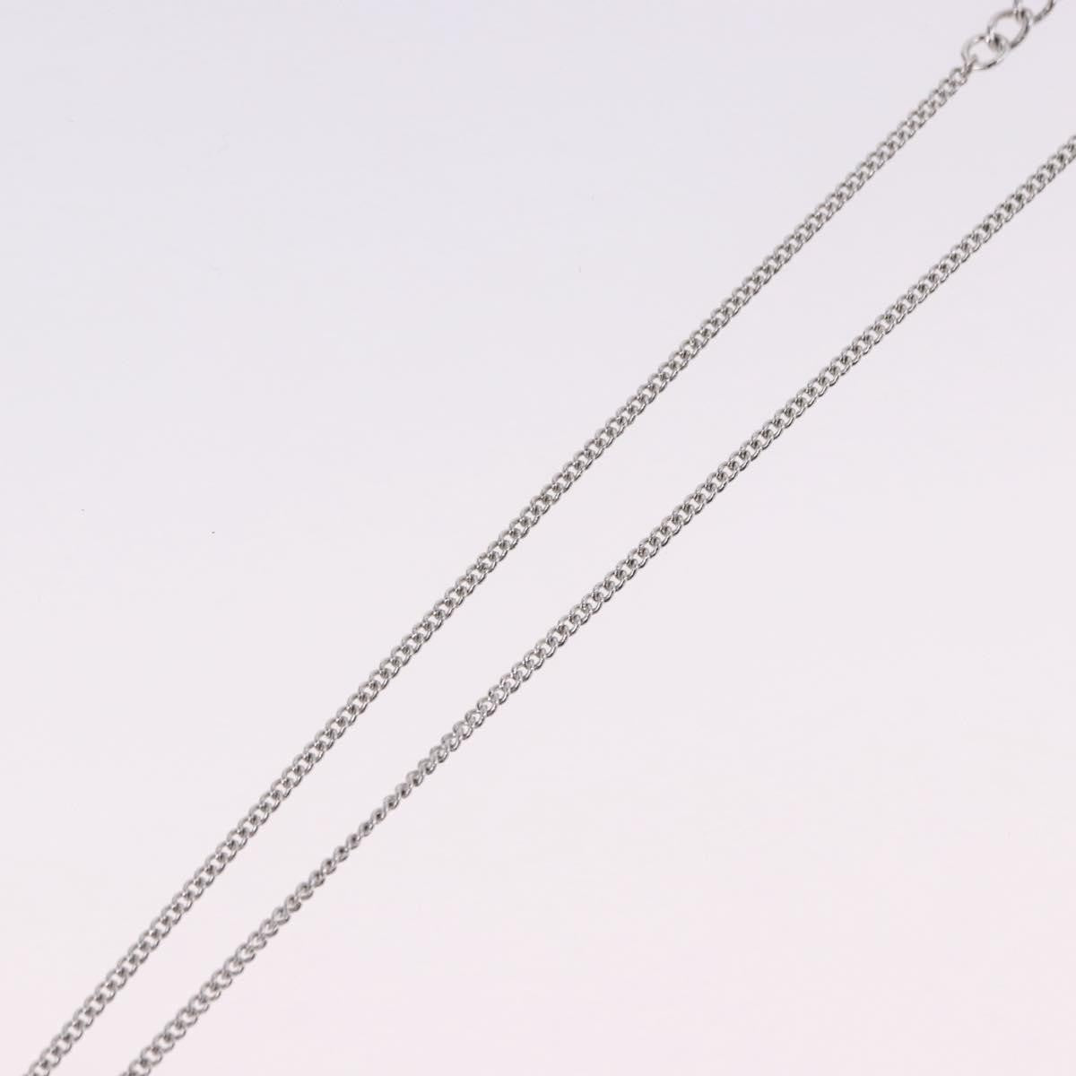 Christian Dior Vintage Dior Logo Metal And Crystal Silver Metal Necklace Jewelry (Pre-Owned)