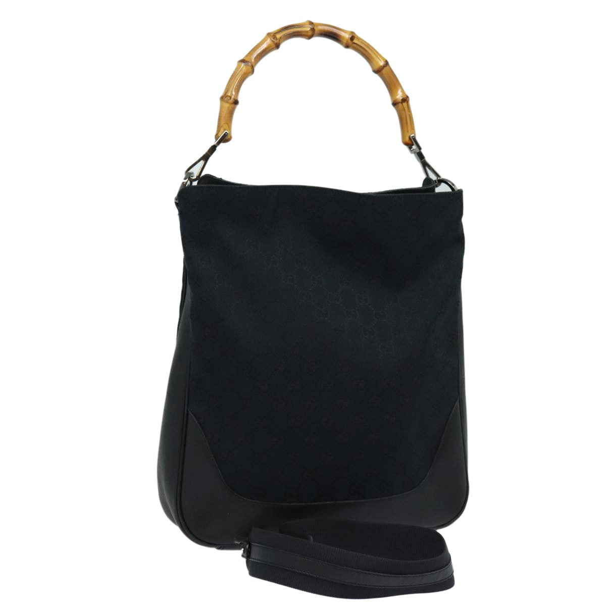 Gucci Bamboo Shoulder Gg Canvas Black Canvas Shoulder Bag Bag (Pre-Owned)