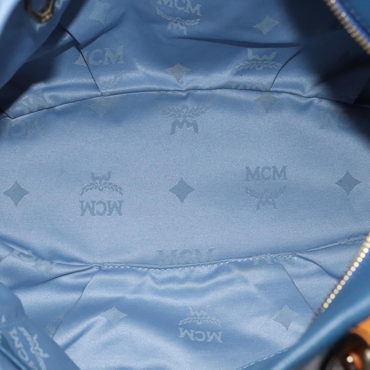 MCM Visetos Logogramme Leather Blue Leather Handbag (Pre-Owned)
