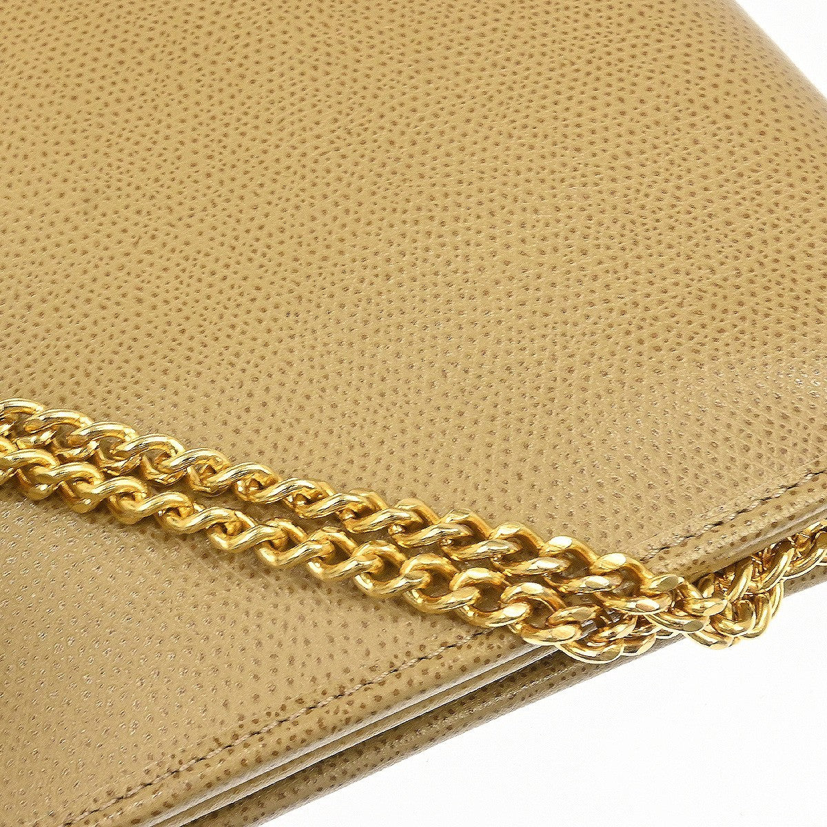 Christian Dior Vintage Chain Flap Leather Beige Leather Shoulder Bag Bag (Pre-Owned)