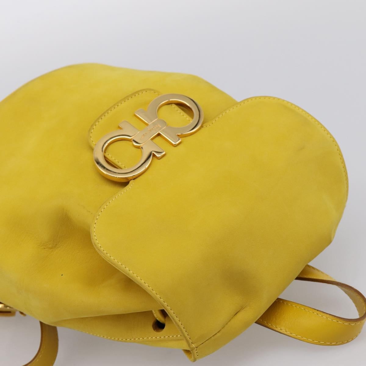 Salvatore Ferragamo Gancini Suede Yellow Suede Backpack Bag (Pre-Owned)