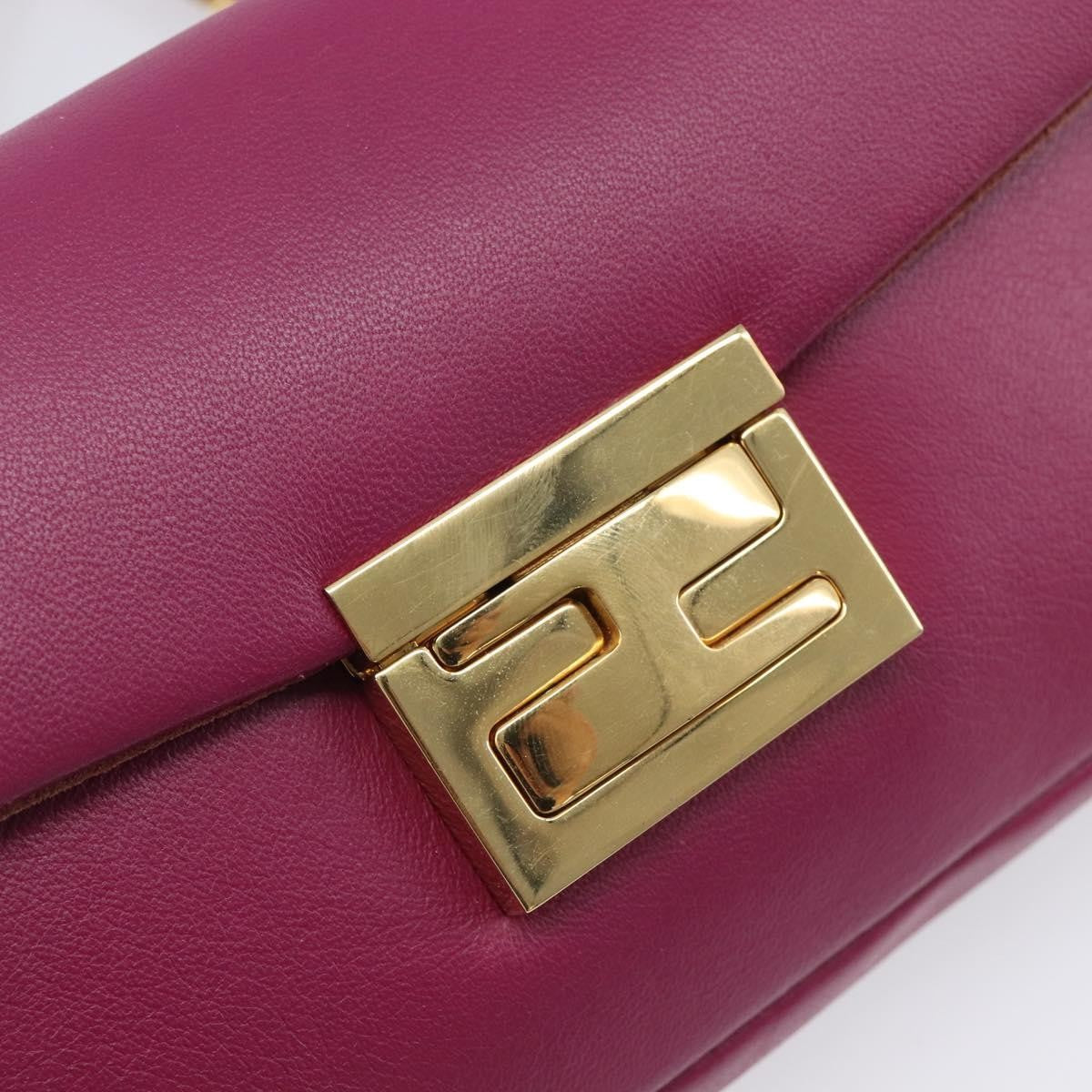 Fendi Be Baguette Flap Leather Pink Leather Handbag (Pre-Owned)
