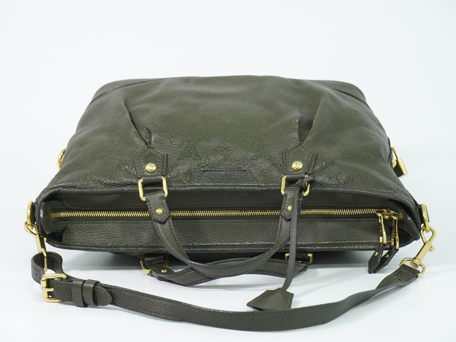 Louis Vuitton Stellar Mahina Leather Khaki Leather Handbag (Pre-Owned)
