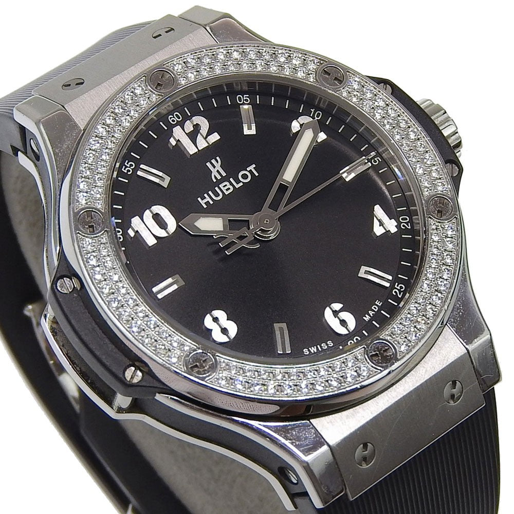 Hublot Big Bang Quartz Stainless Steel And Rubber With Diamond Bezel Watch (Pre-Owned)