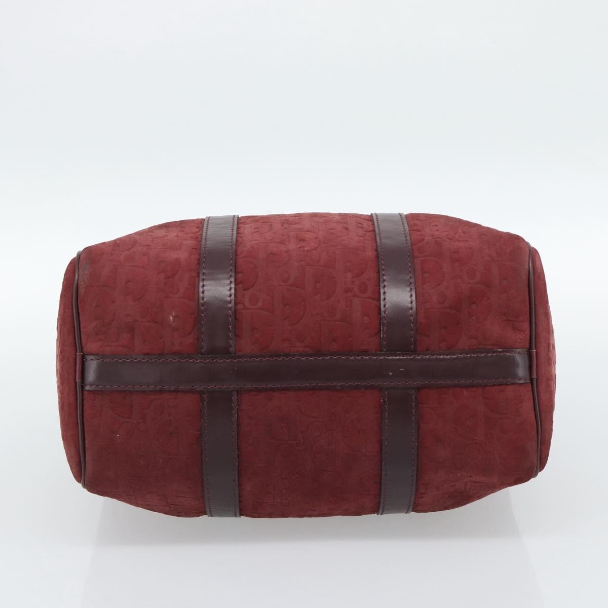 Christian Dior Boston Embossed Patent Burgundy Suede Handbag (Pre-Owned)