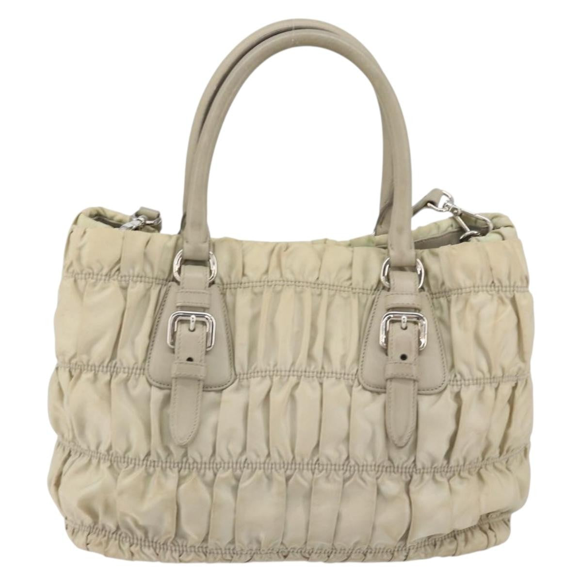 Prada Gaufre Convertible Tote Tessuto Beige Nylon Tote Bag Bag (Pre-Owned)