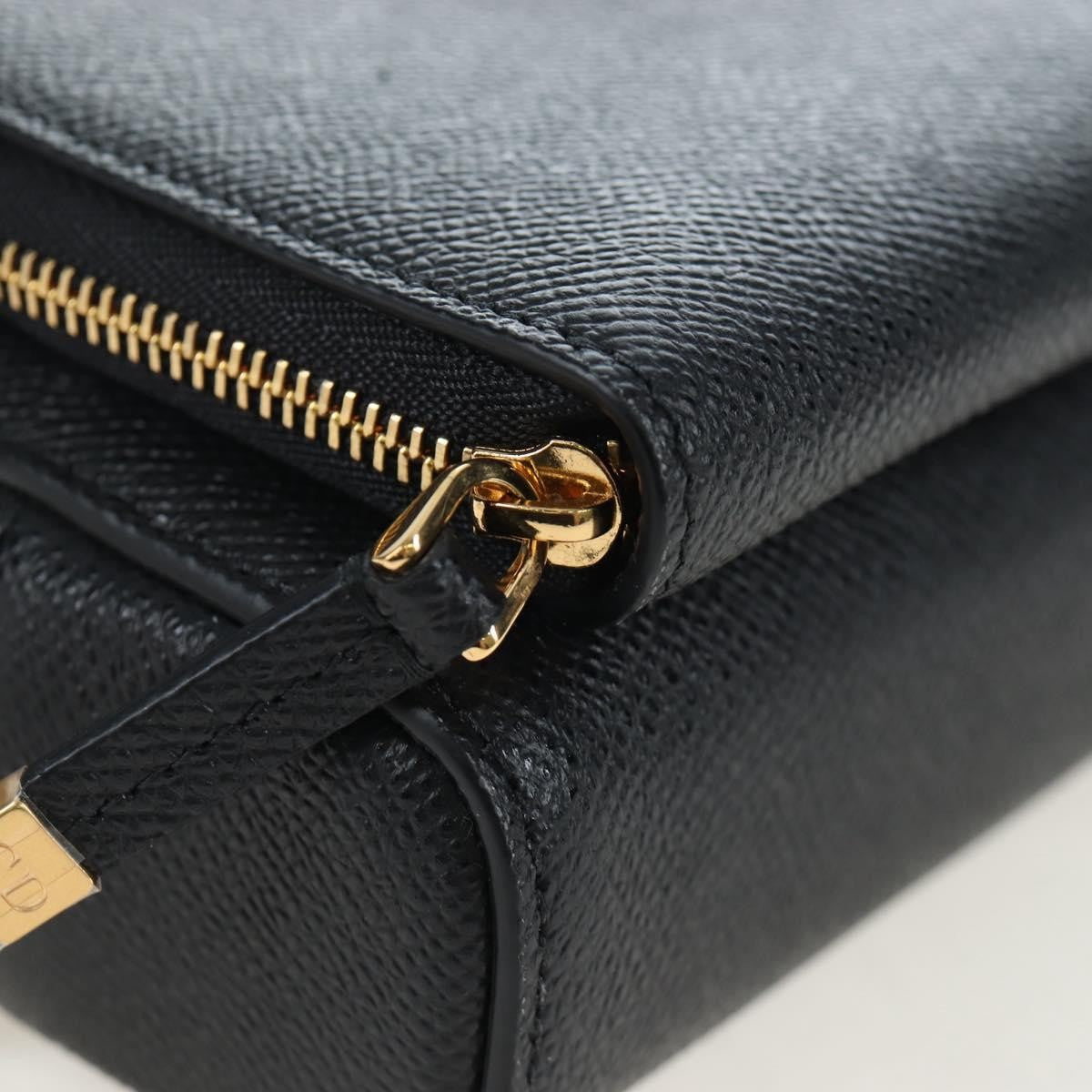 Christian Dior Caro Double Leather Black Leather Crossbody Bag Bag (Pre-Owned)