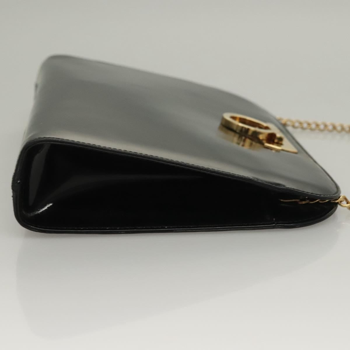 Salvatore Ferragamo Gancini Patent Leather Black Patent_Leather Shoulder Bag Bag (Pre-Owned)