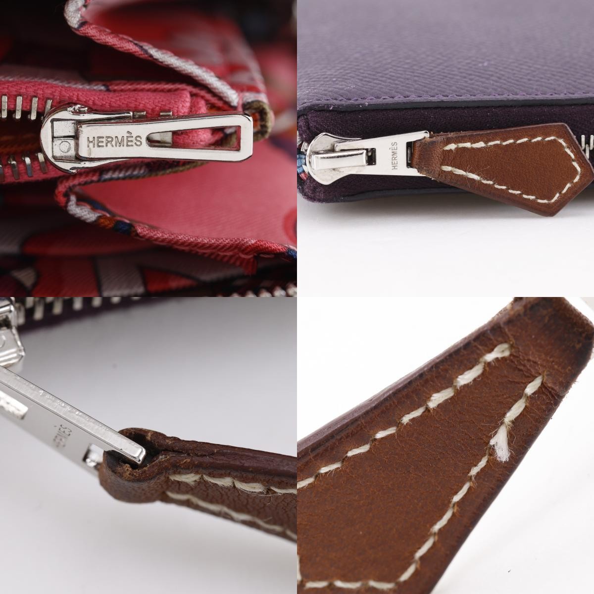 Hermes Azap Zip Around Epsom Purple Leather Wallets Accessory (Pre-Owned)