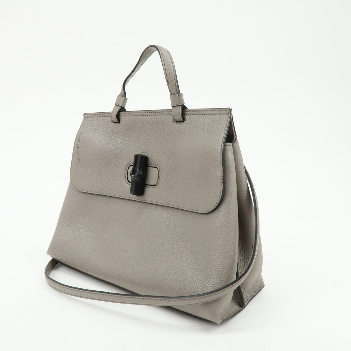 Gucci Bamboo Daily Top Handle Leather Gray Leather Handbag (Pre-Owned)