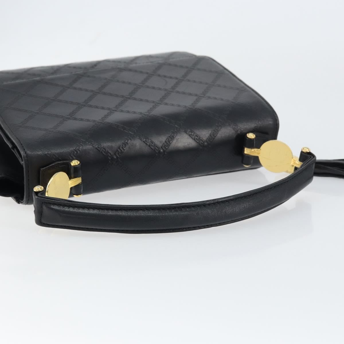 Versace Vintage Leather Black Leather Handbag (Pre-Owned)