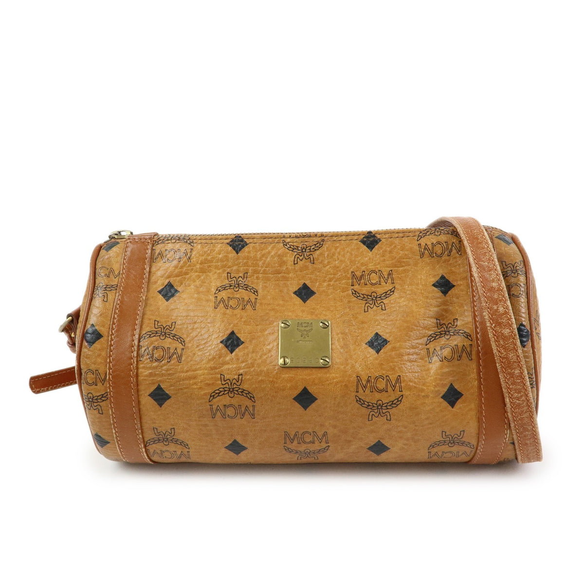 MCM Visetos Leather Brown Leather Shoulder Bag Bag (Pre-Owned)