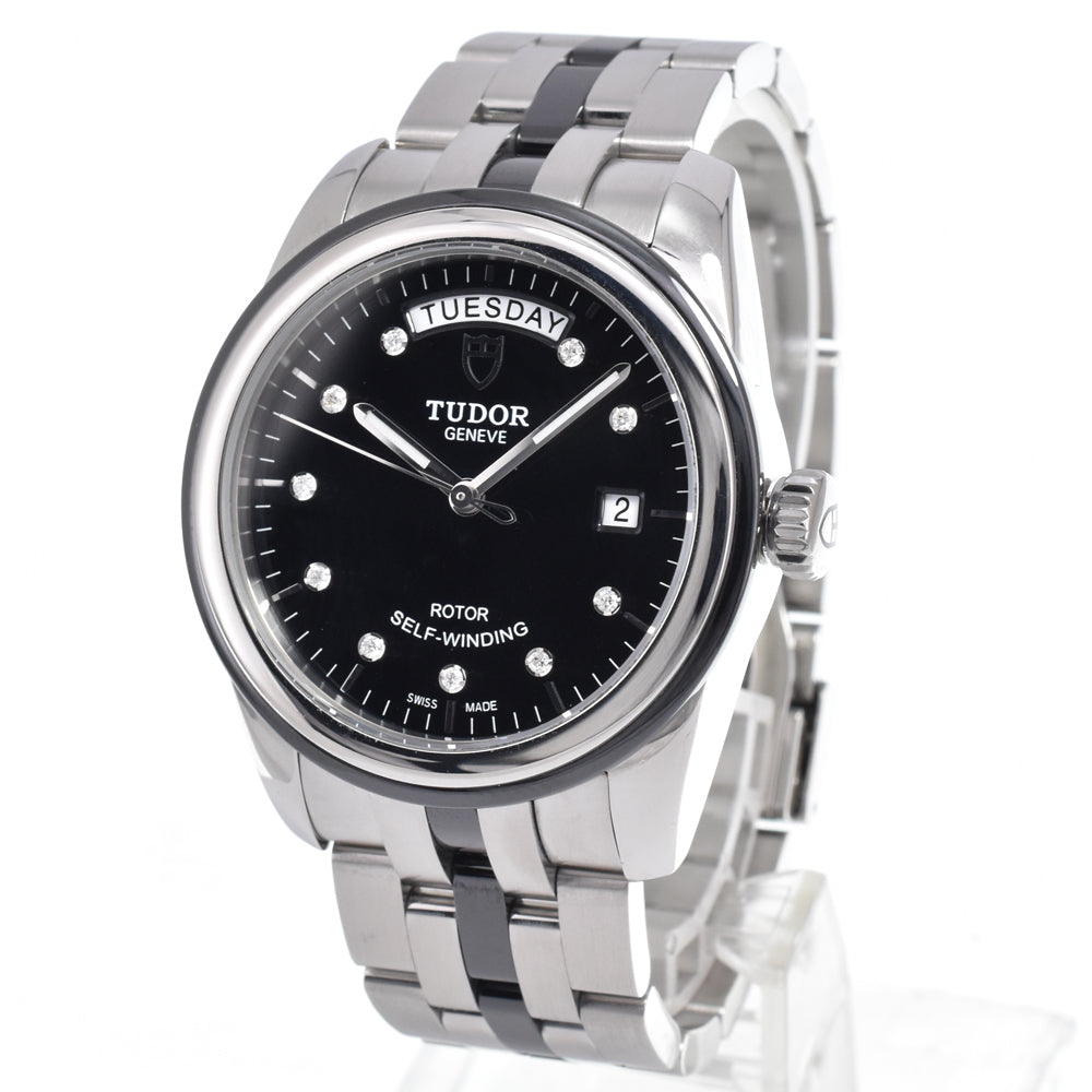 Tudor Glamour Day Date Automatic Stainless Steel With Diamonds Watch (Pre-Owned)