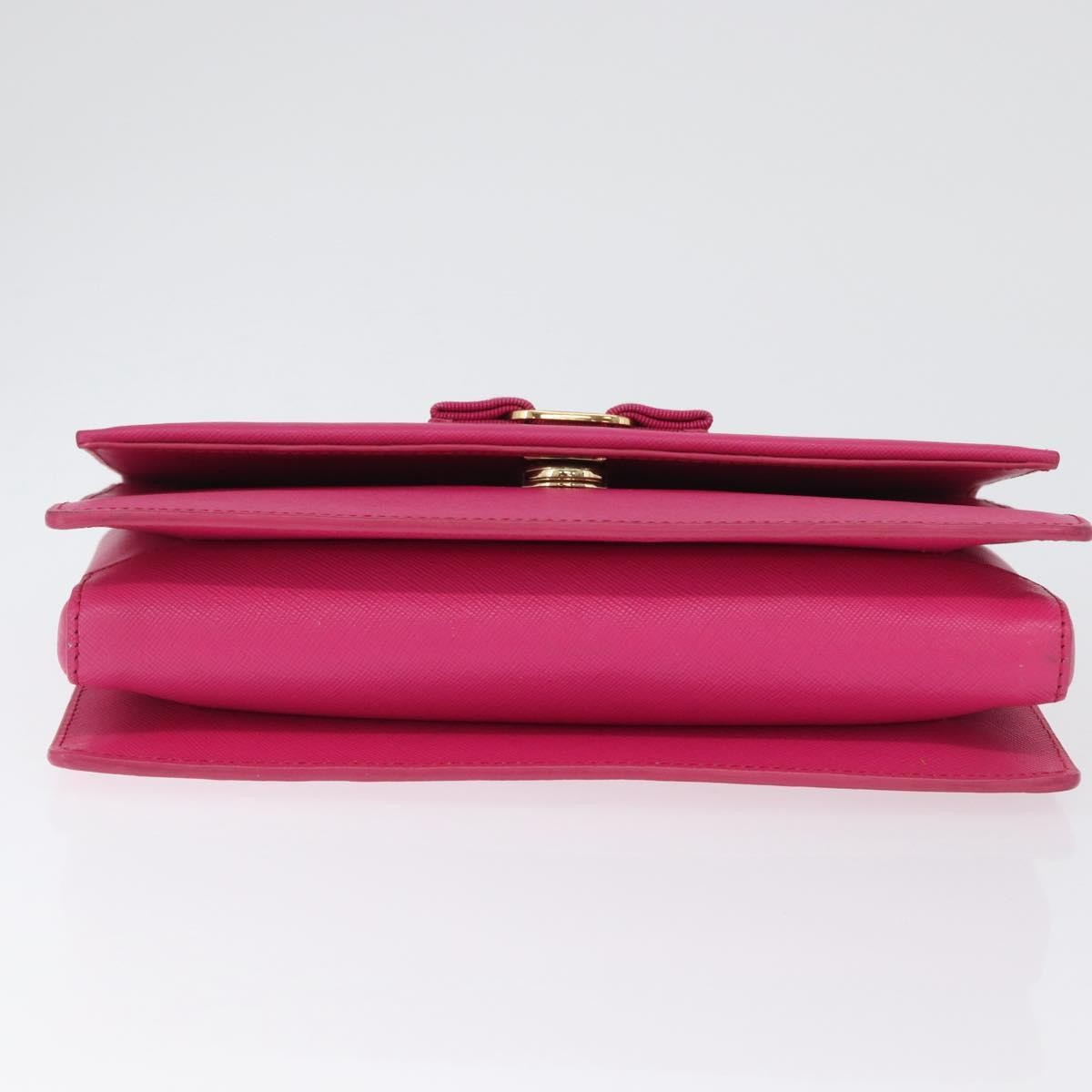 Salvatore Ferragamo Vala Chain Leather Pink Leather Shoulder Bag Bag (Pre-Owned)