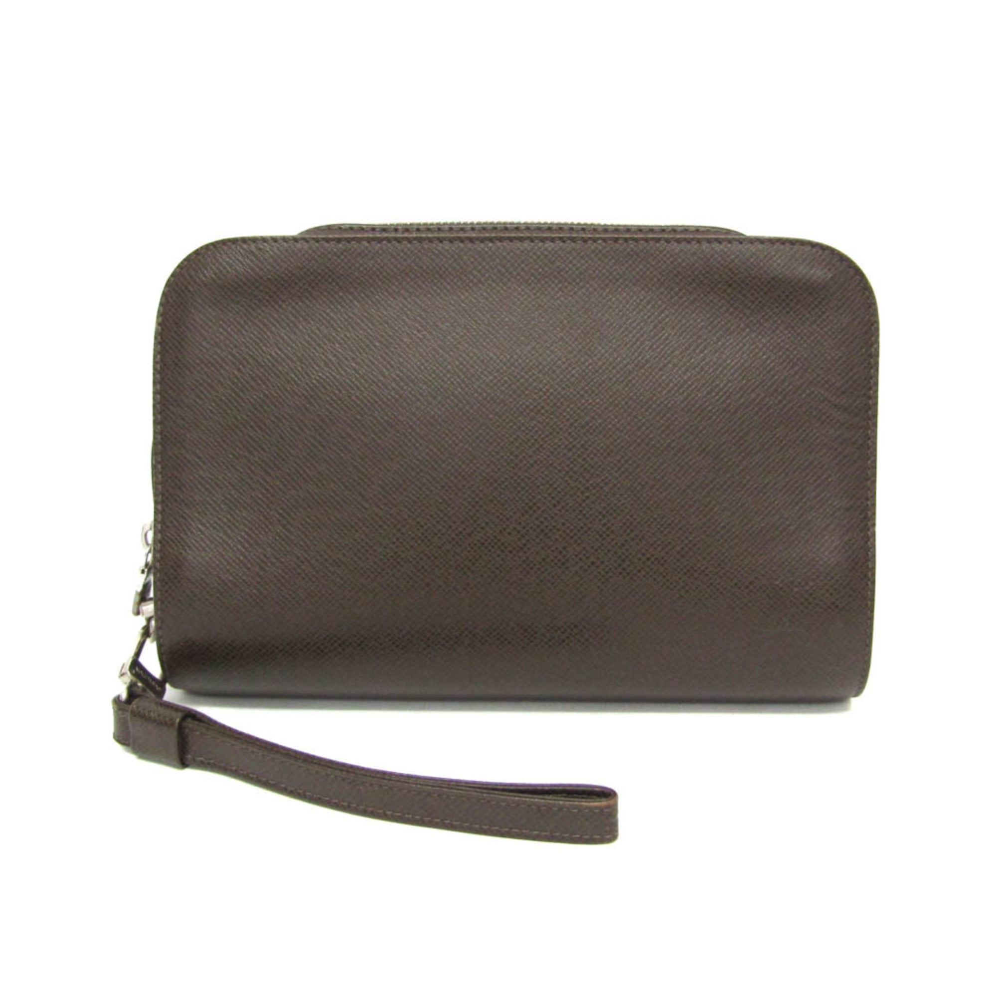 Louis Vuitton Pochette Baikal Clutch Taiga Leather Gray Leather Clutche & Pouche Bag (Pre-Owned)