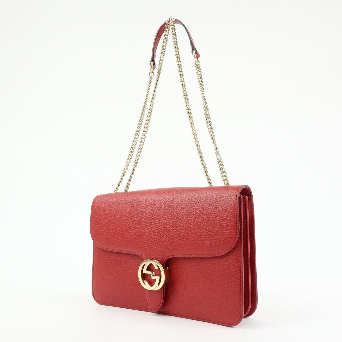 Gucci Interlocking Leather Red Leather Shoulder Bag Bag (Pre-Owned)