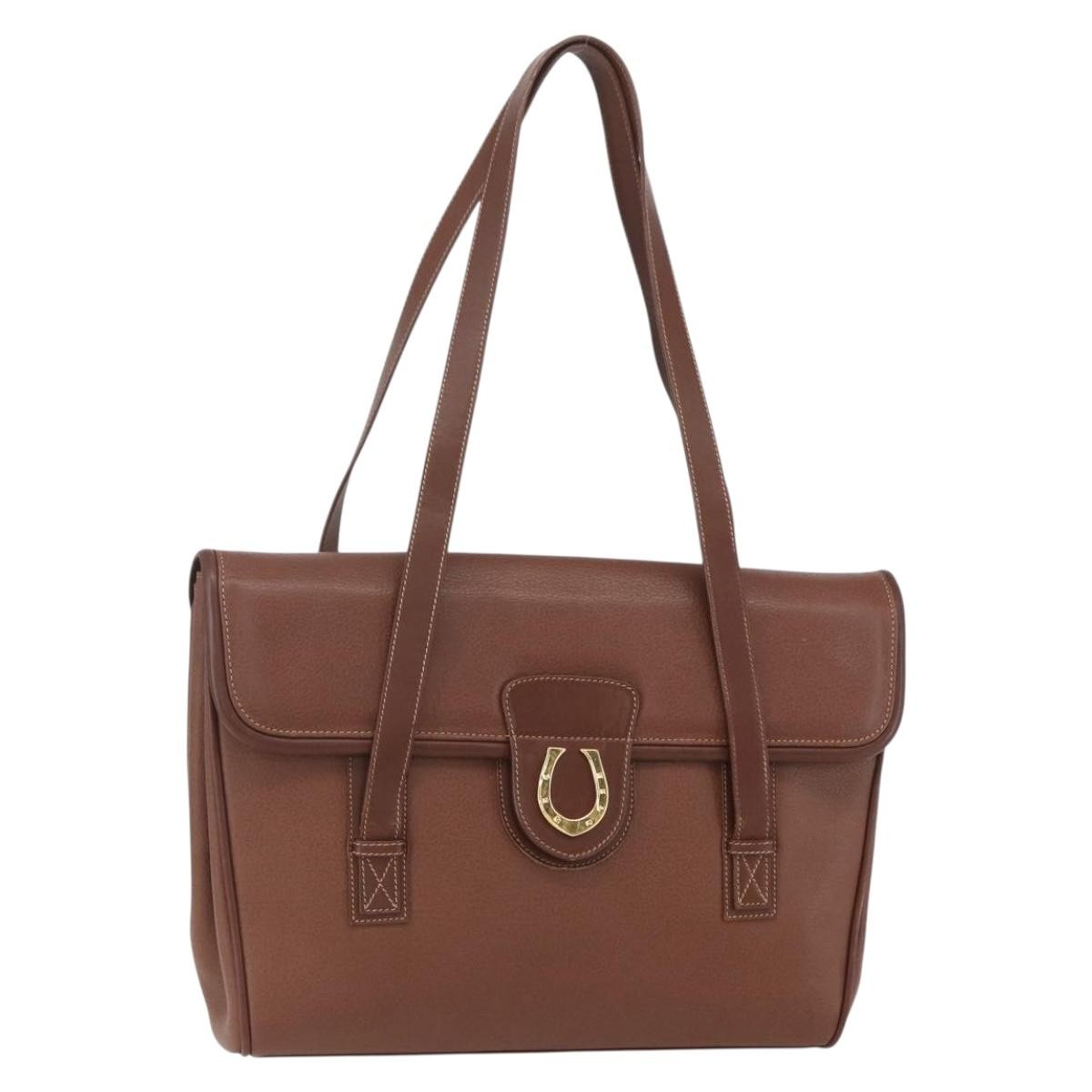 Gucci Vintage Tote Leather Brown Leather Tote Bag Bag (Pre-Owned)