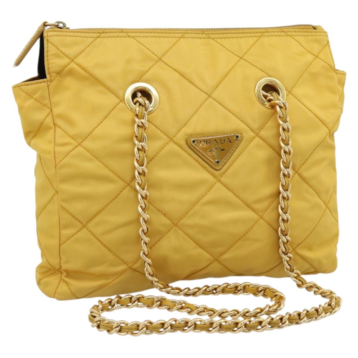Prada Re-Edition 1995 Chain Quilted Re-Nylon Yellow Nylon Tote Bag Bag (Pre-Owned)