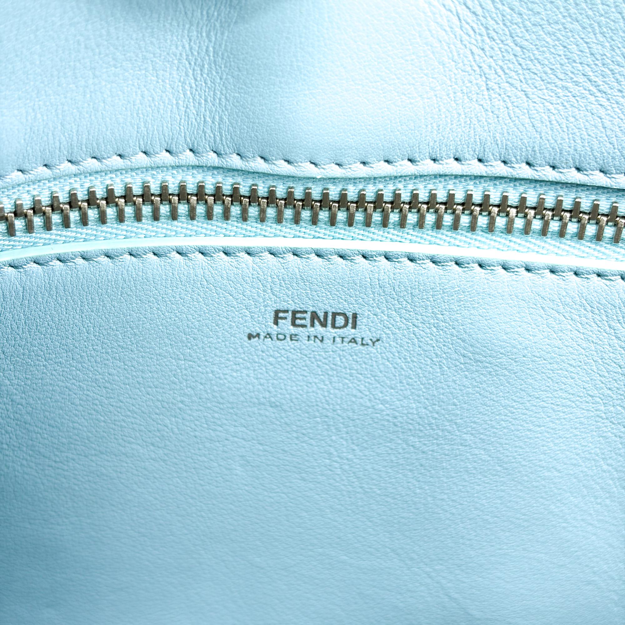 Fendi Dotcom Convertible Satchel Leather Gray Leather Handbag (Pre-Owned)