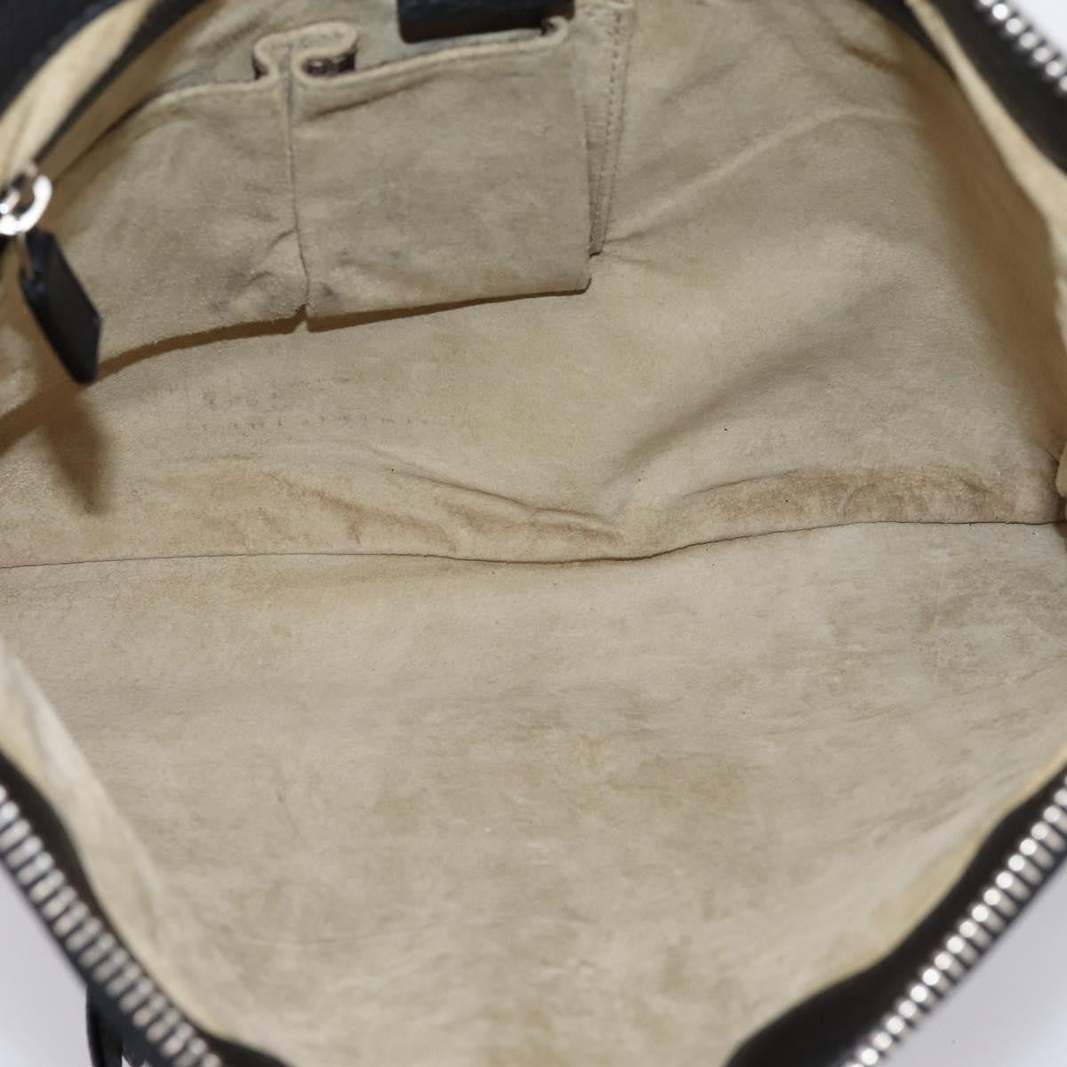 Gucci Zip Messenger Leather With Striped Detail Black Leather Handbag (Pre-Owned)