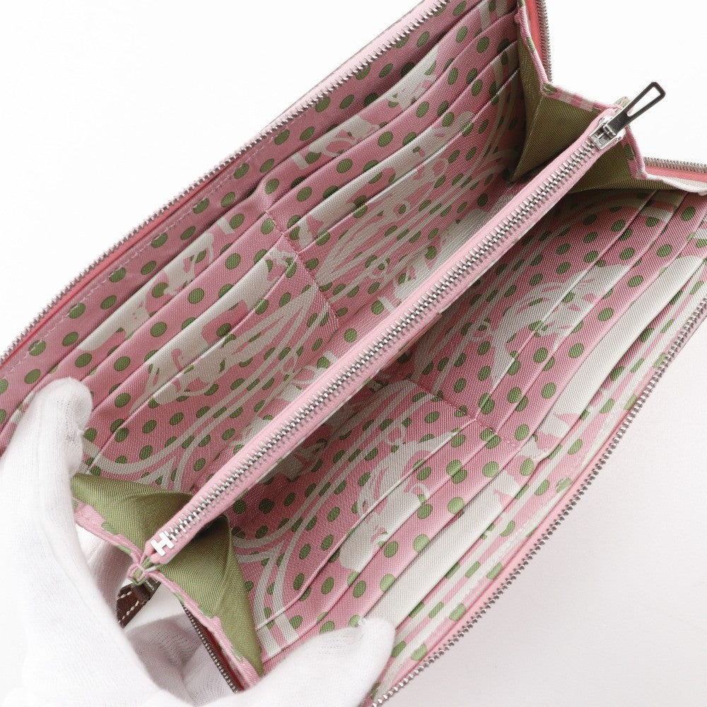 Hermes Azap Zip Around Epsom Pink Leather Wallets Accessory (Pre-Owned)