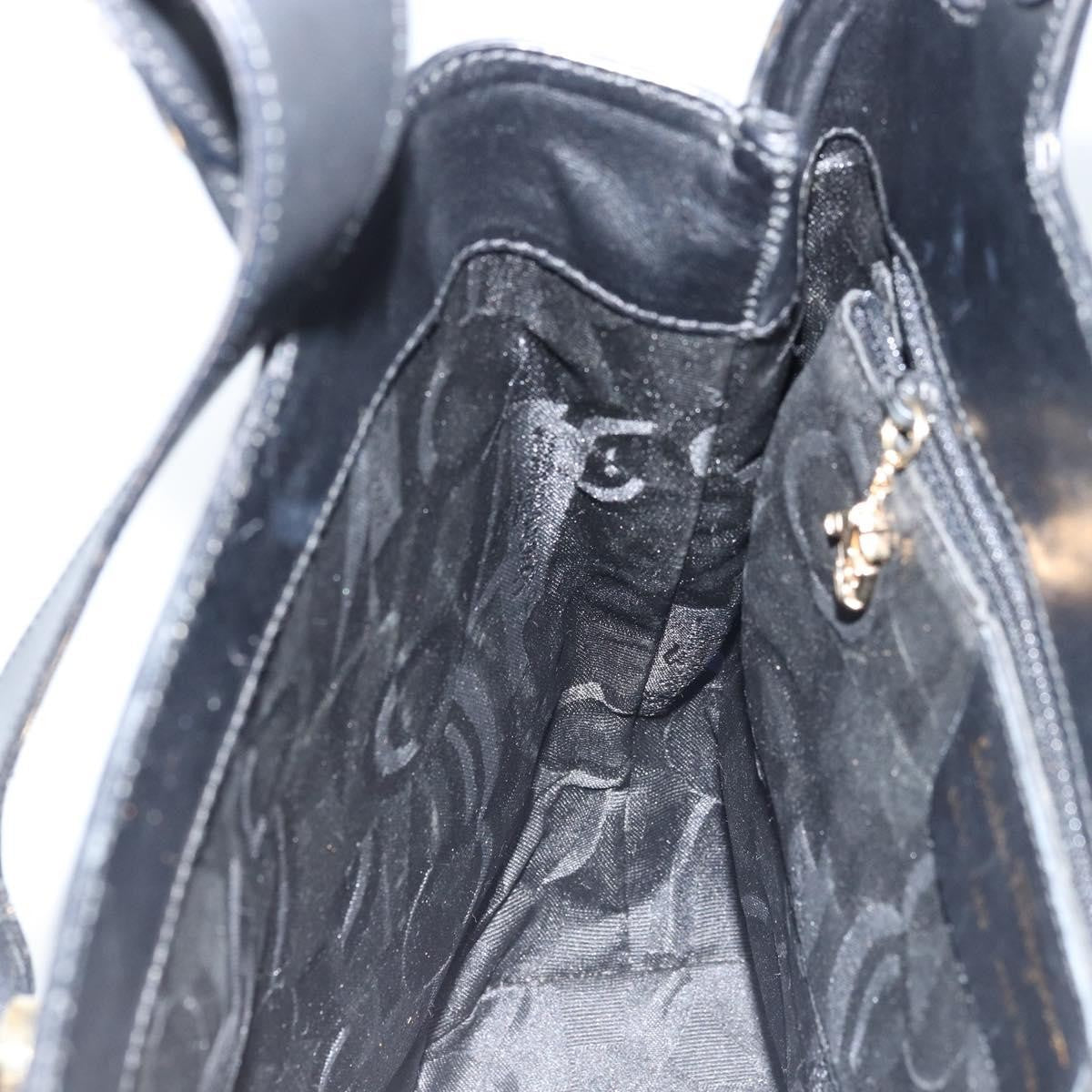 Salvatore Ferragamo Vintage Leather Black Leather Tote Bag Bag (Pre-Owned)