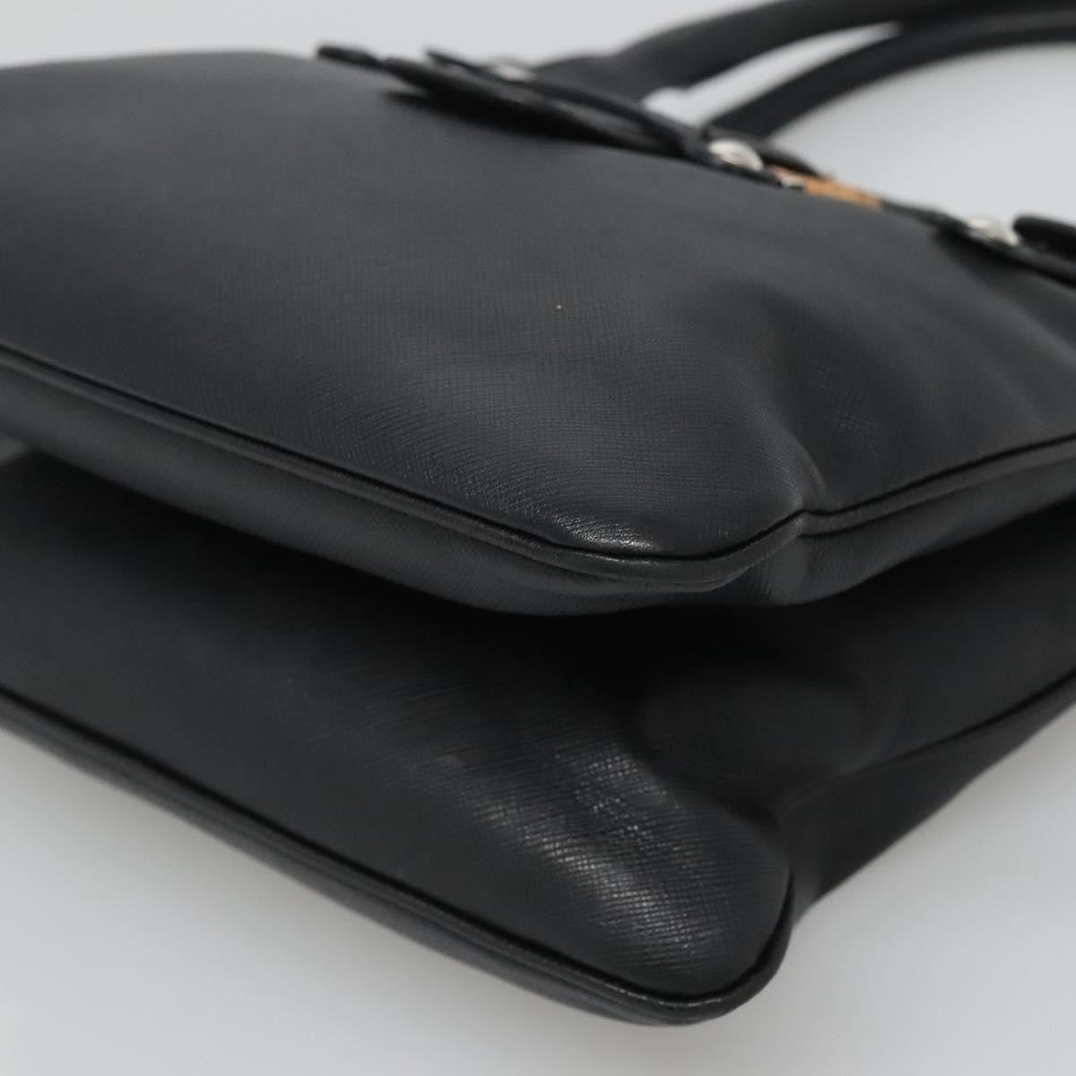 Salvatore Ferragamo Gancini Leather Black Leather Handbag (Pre-Owned)