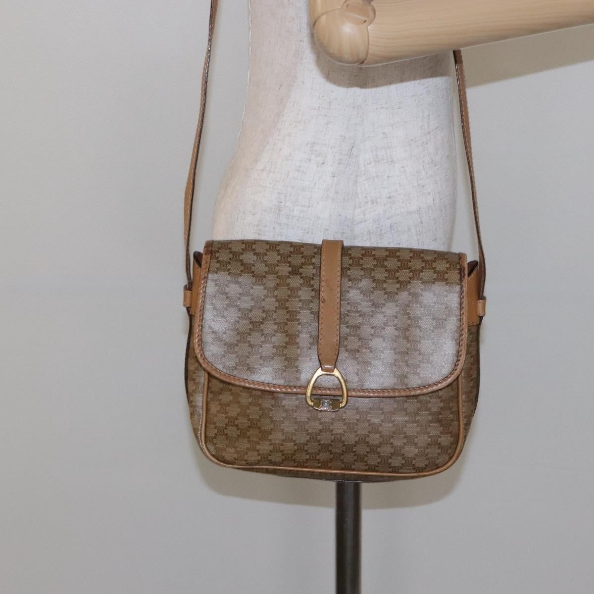 Celine Macadam Shoulder Pvc Leather Beige Canvas Bag (Pre-Owned)