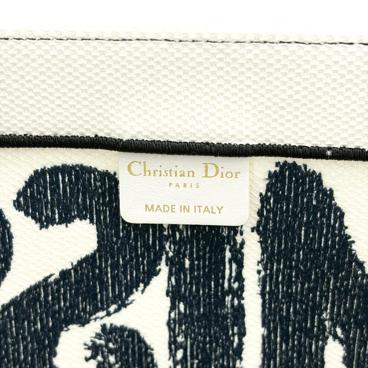 Christian Dior Miss Dior Book Embroidered Canvas White Canvas Tote Bag Bag (Pre-Owned)