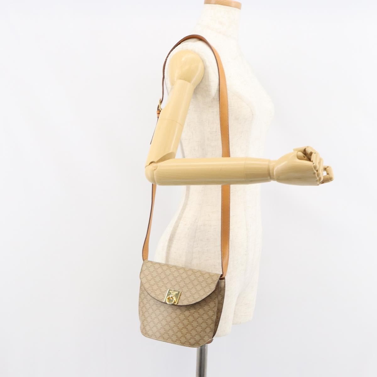 Celine Vintage Macadam Canvas Beige Canvas Shoulder Bag Bag (Pre-Owned)