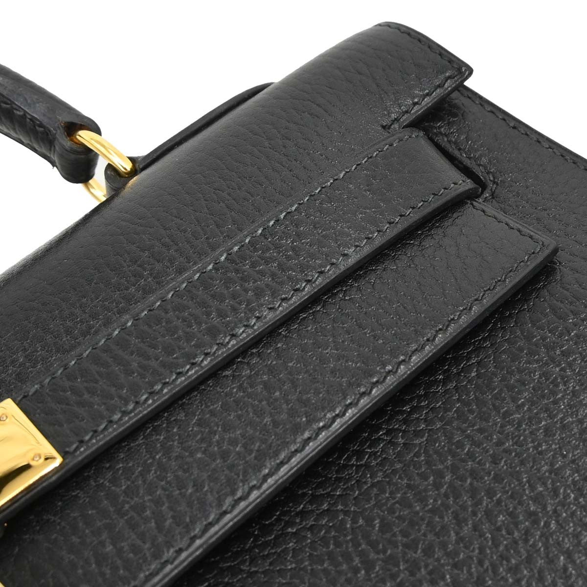 Hermes Kelly Black Ardennes With Gold Hardware Black Leather Handbag (Pre-Owned)