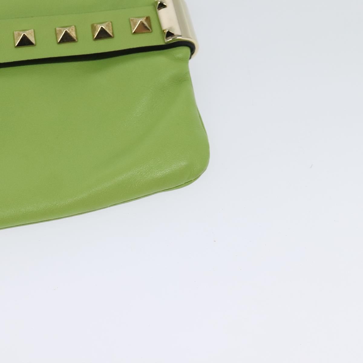 Valentino Garavani Rockstud Wristlet Leather Green Leather Clutche & Pouche Bag (Pre-Owned)